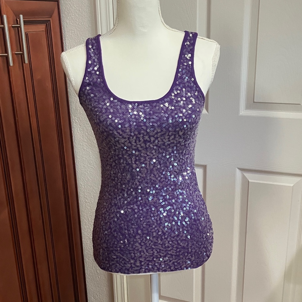 Old Navy Purple Sequin Tank Top Size:S